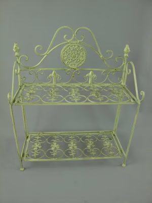 Metalen staande keukenrek vintage wit