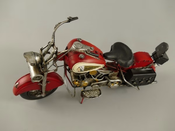 Indian Motor Rood – Vintage Blikken Motor 42 cm 3 Indian Motor Rood – Vintage Blikken Motor 42 cm - Afbeelding 3