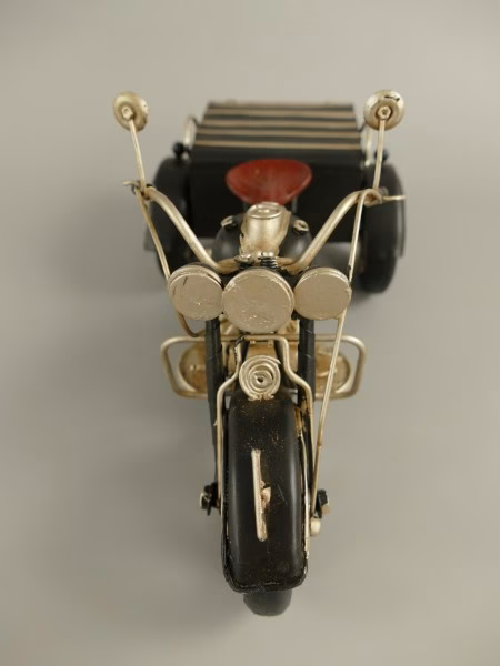 Motorfiets driewieler antiek blik zwart 4 Motorfiets driewieler antiek blik zwart - Afbeelding 4