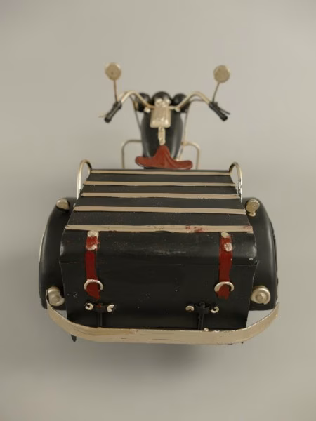 Motorfiets driewieler antiek blik zwart 5 Motorfiets driewieler antiek blik zwart - Afbeelding 5