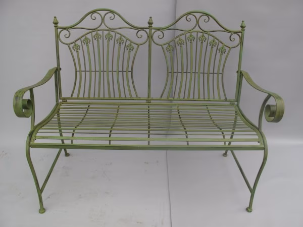 Groene Metalen Tuinbank – Vintage 1 Groene Metalen Tuinbank – Vintage