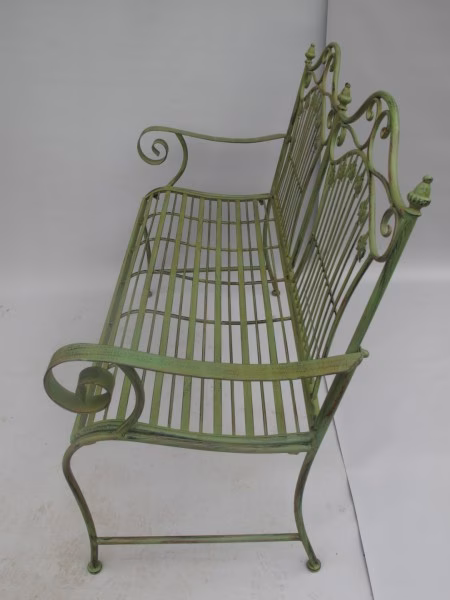 Groene Metalen Tuinbank – Vintage 3 Groene Metalen Tuinbank – Vintage - Afbeelding 3