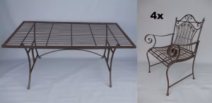 Tuinset bruin tafel vier stoelen