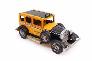 Auto taxi antiek blik geel