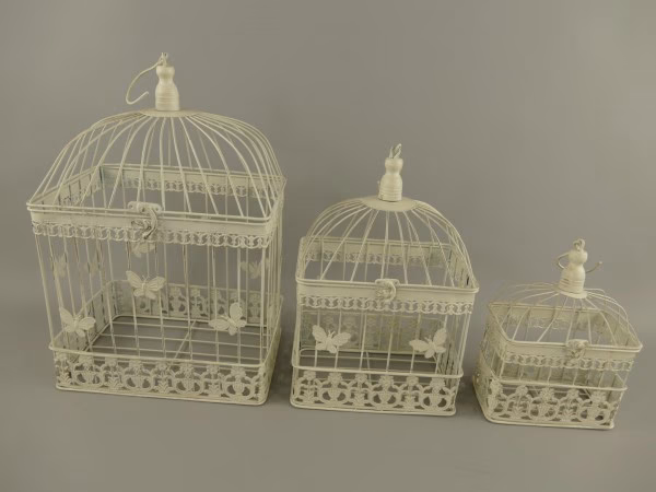 Vogelkooi set van drie wit 1 Vogelkooi set van drie wit