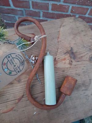 S-haak Kandelaar Roest (10x2x20 cm) – Landelijke Hanglamp voor Kaarsen