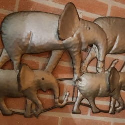 Wanddecoratie olifant metaal zilver