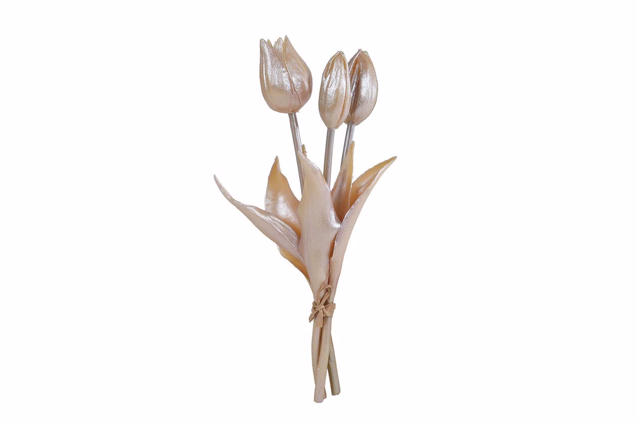 Kunstbloem Tulp Champagne Goud – Set van 3 | 25 cm Luxe Afwerking 1 Kunstbloem tulp champagne goud goud25cm-set-3