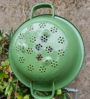 Brocante emaille vergiet groen