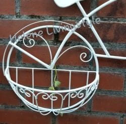 Metalen plantenbak fiets wit