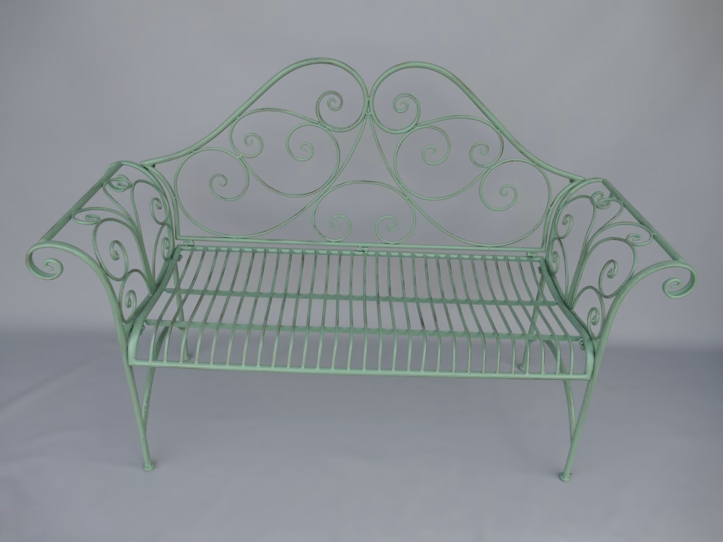 Metalen klassieke tuinbank groen 2 Metalen klassieke tuinbank groen