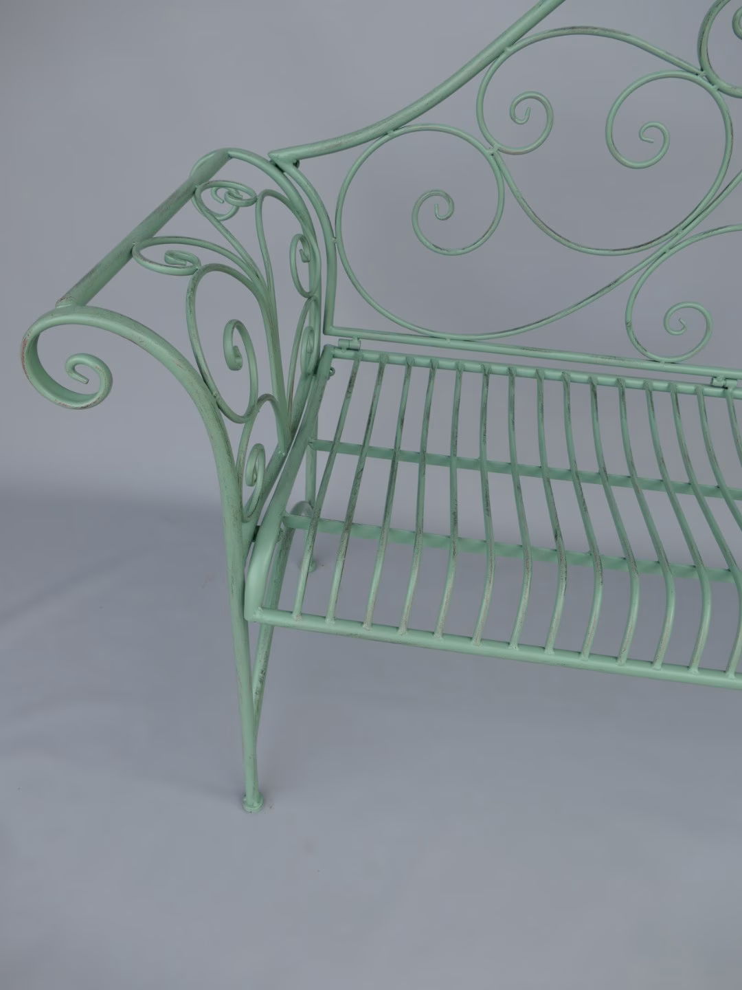 Metalen klassieke tuinbank groen 3 Metalen klassieke tuinbank groen