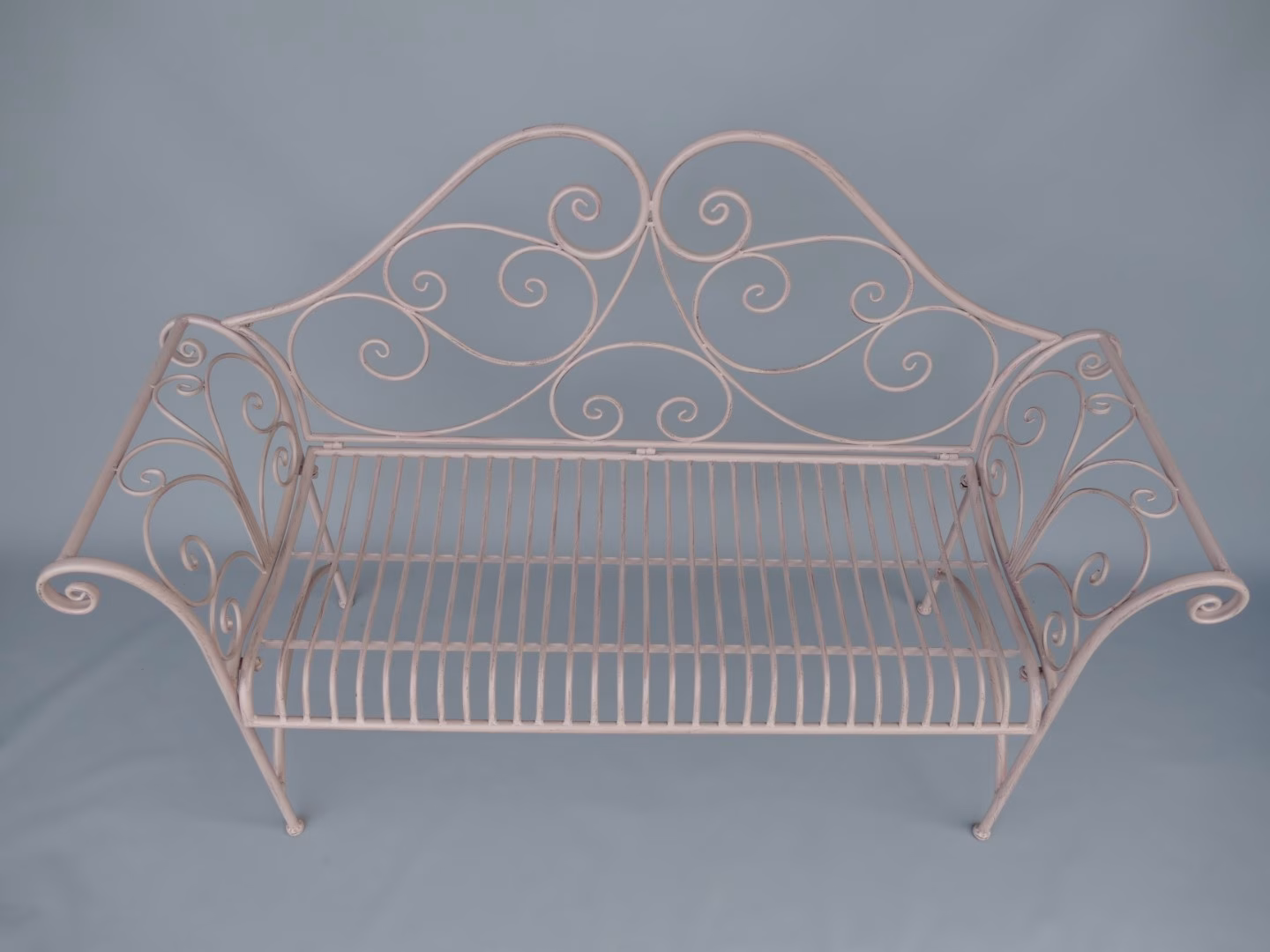 Metalen klassieke tuinbank roze 3 Metalen klassieke tuinbank roze - Afbeelding 3