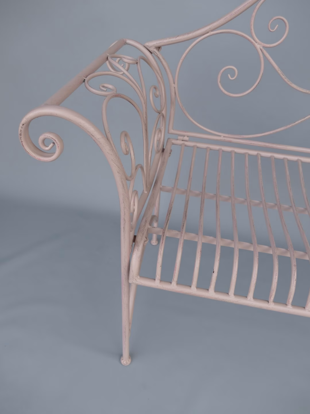Metalen klassieke tuinbank roze 4 Metalen klassieke tuinbank roze - Afbeelding 4