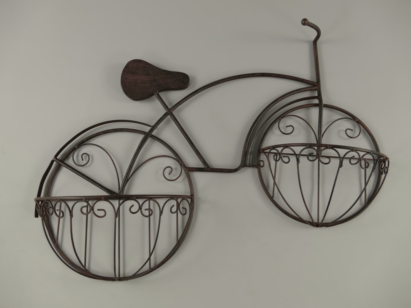 Metalen plantenbak model fiets bruin 1 Metalen plantenbak model fiets bruin