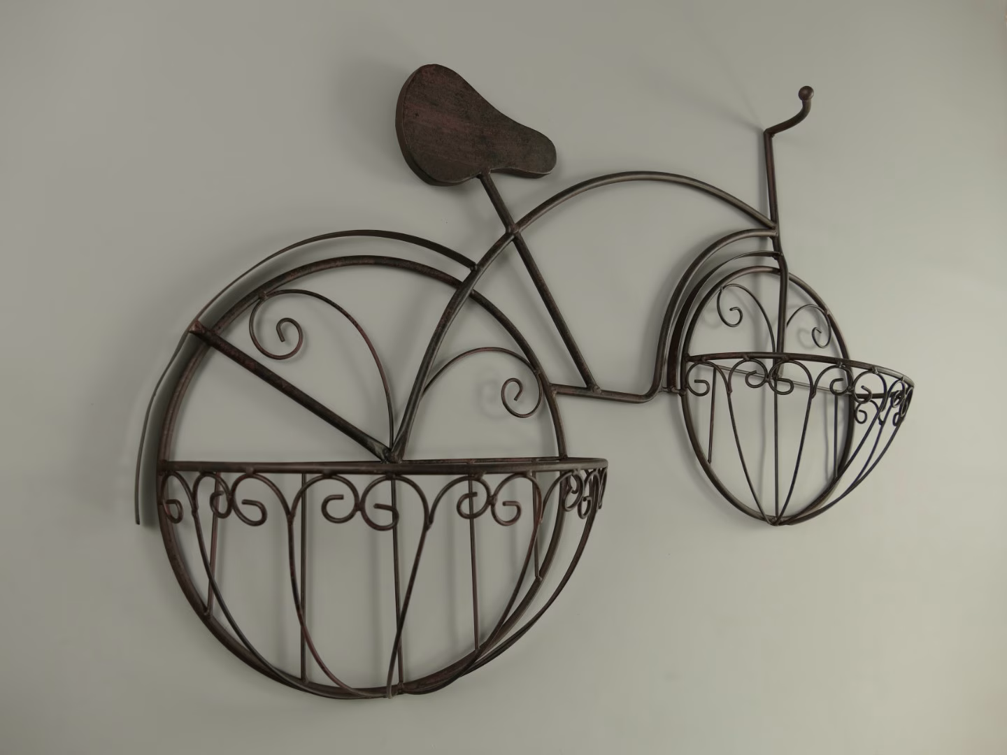 Metalen plantenbak model fiets bruin 2 Metalen plantenbak model fiets bruin - Afbeelding 2