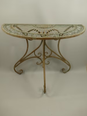 Wandtafel tuintafel roestig groen halfrond