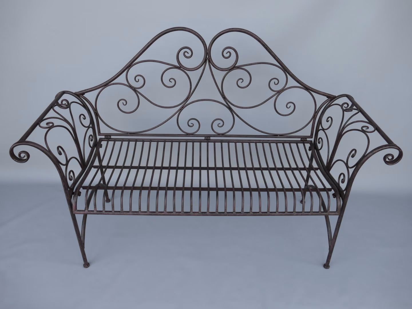Metalen klassieke tuinbank bruin 1 Metalen klassieke tuinbank bruin