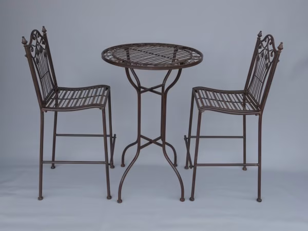 Bartafel met twee barstoelen bruin 1 Bartafel met twee barstoelen bruin