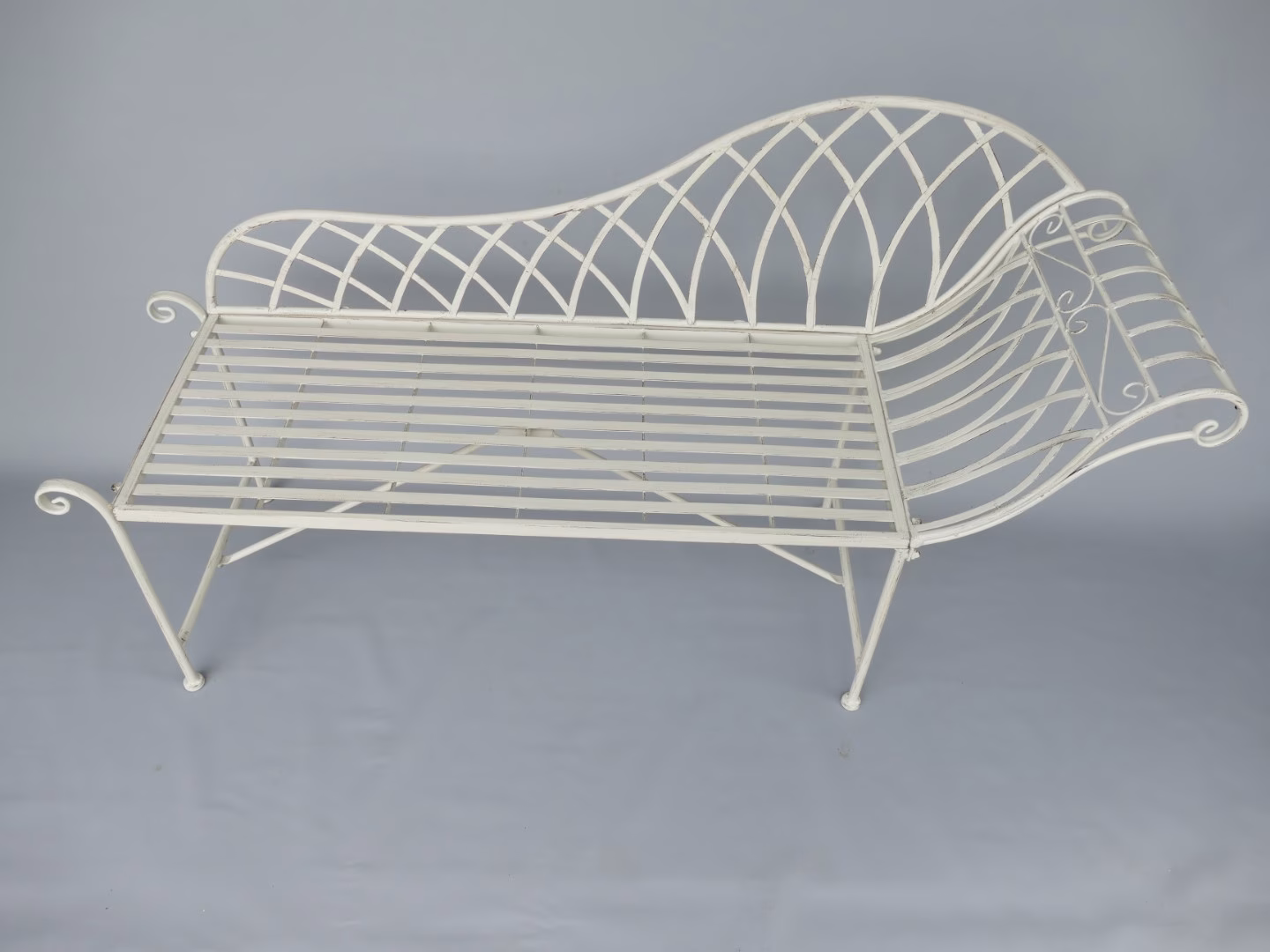 Metalen klassieke sofa tuinbank wit 3 Metalen klassieke sofa tuinbank wit - Afbeelding 3