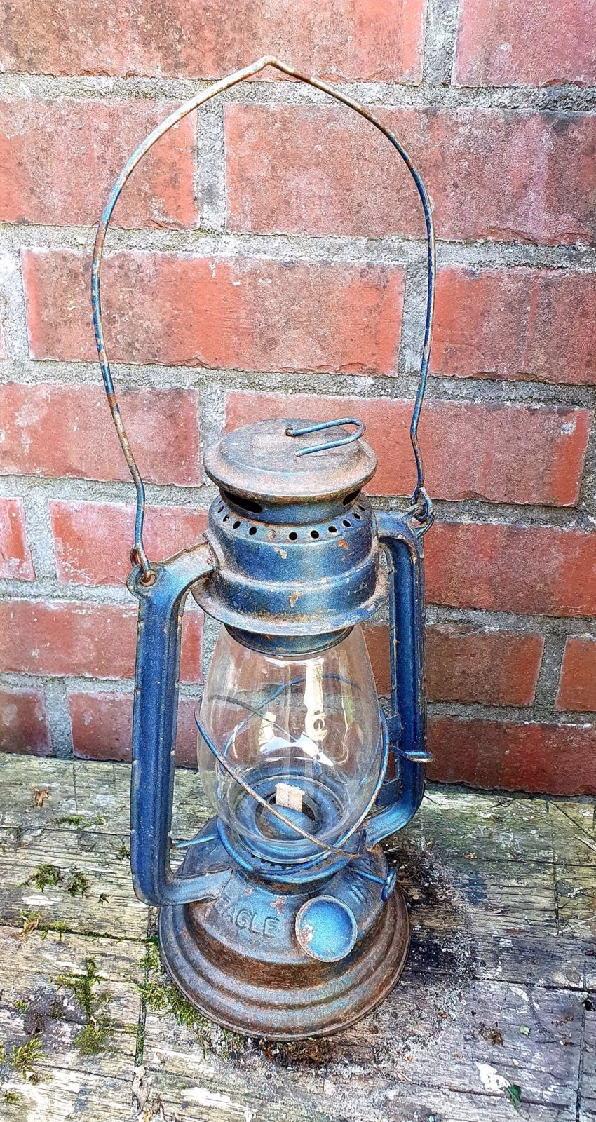 Vintage stormlamp zijn originele patine zilver 3 Vintage stormlamp in zijn originele patine