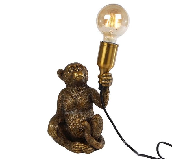 Tafellamp zittende Monkey goud