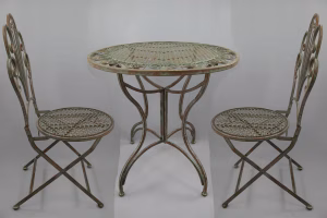 Brocante klassieke tuinset bruin/groen