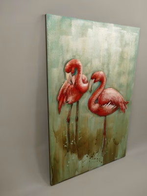 Flamingo schilderij 3D metaal