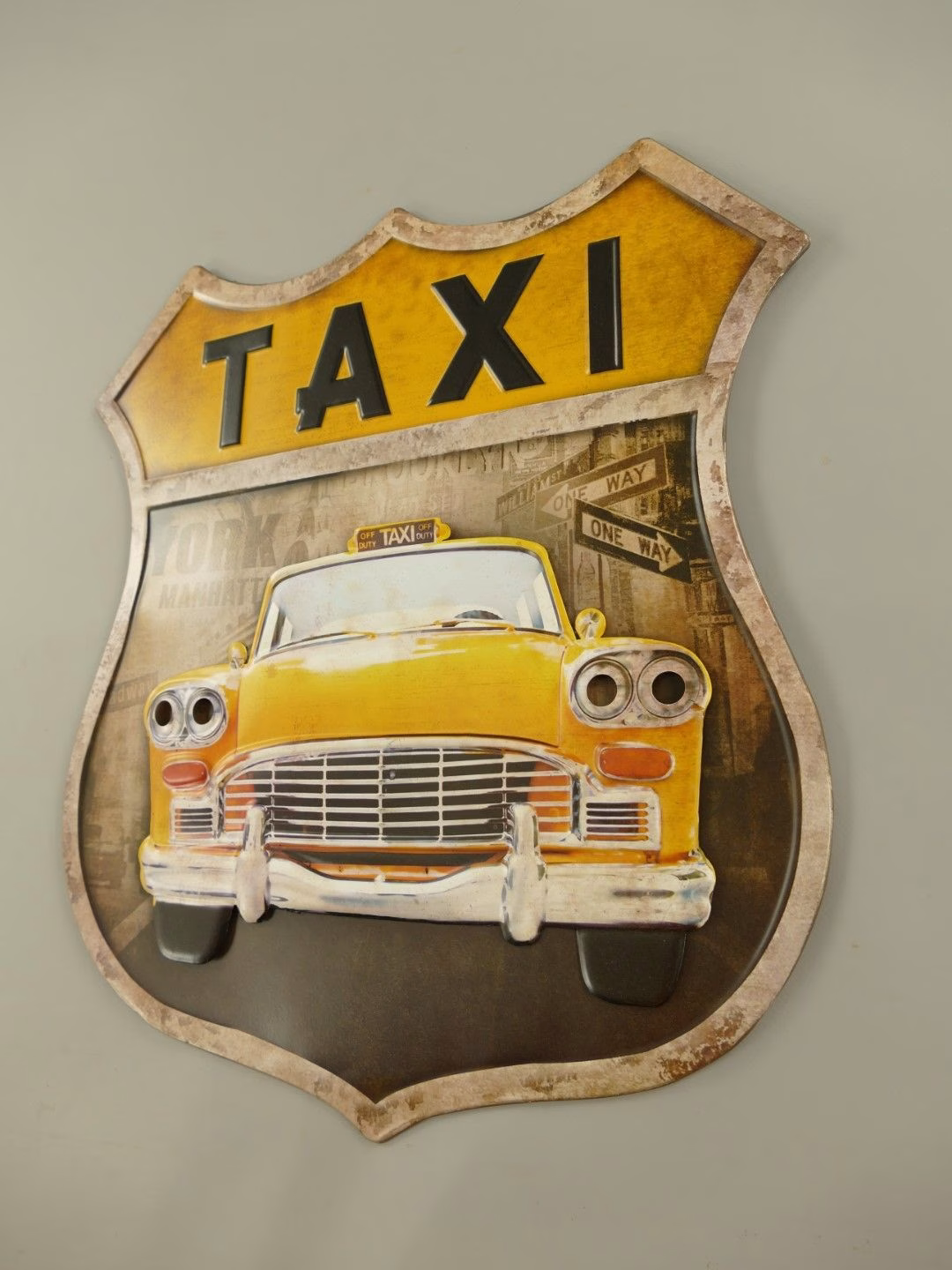 Wandbord Retro Taxi Geel – Stoere Woondecoratie 2 Wandbord retro Taxi geel