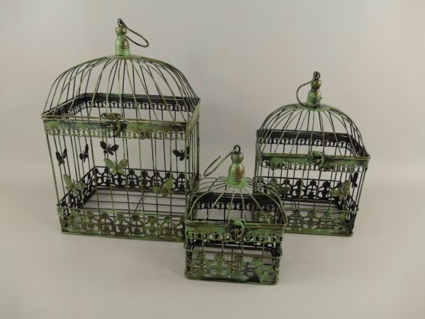 Vogelkooi set van drie groen 1 Vogelkooi set van drie groen