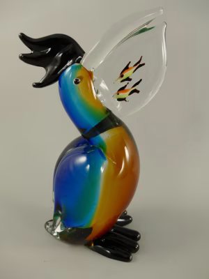 Glasbeeld Murano stijl Pelikaan