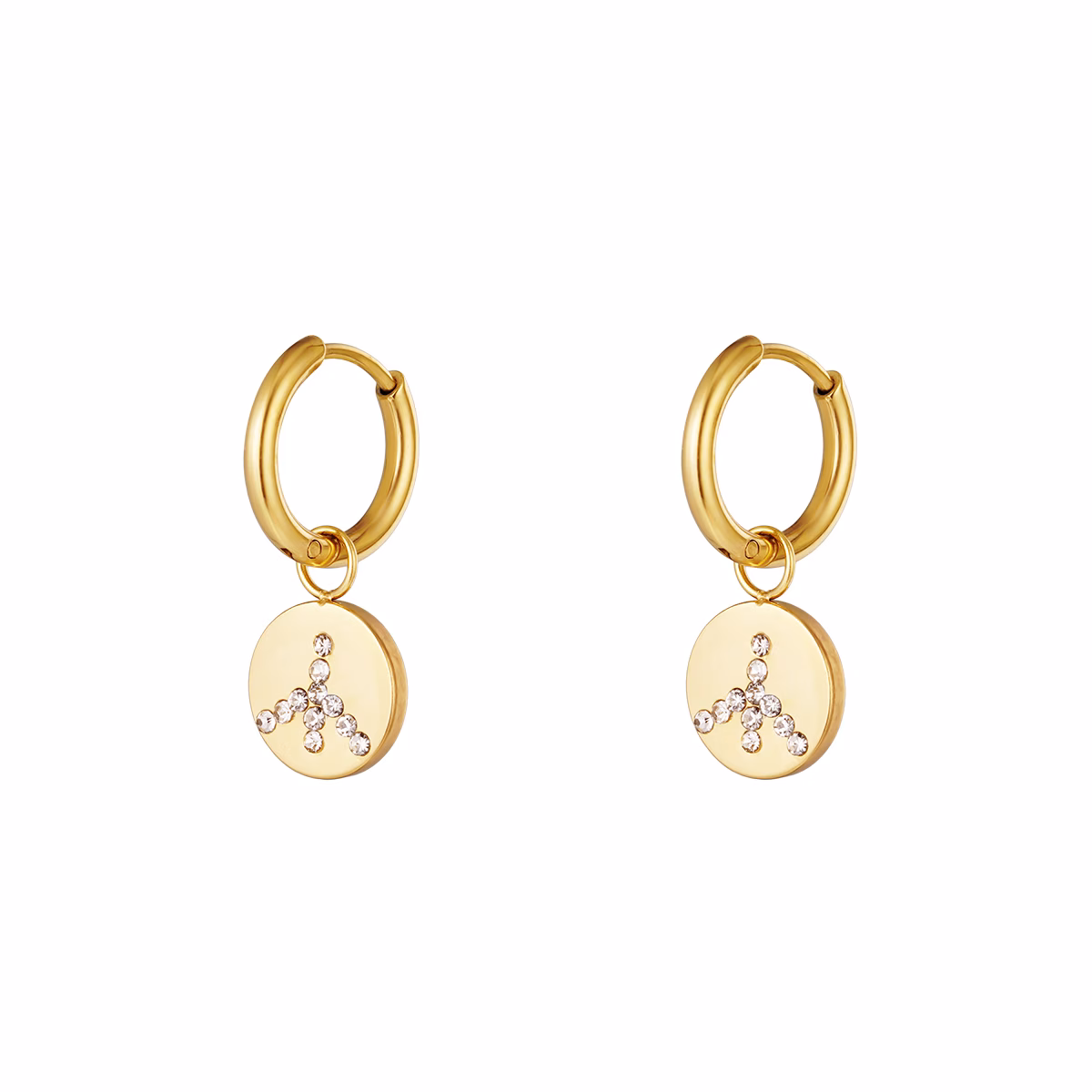 Roestvrijstalen oorbellen zirkonia steentjes. 1 Roestvrijstalen oorbellen met delicate zirkonia steentjes.