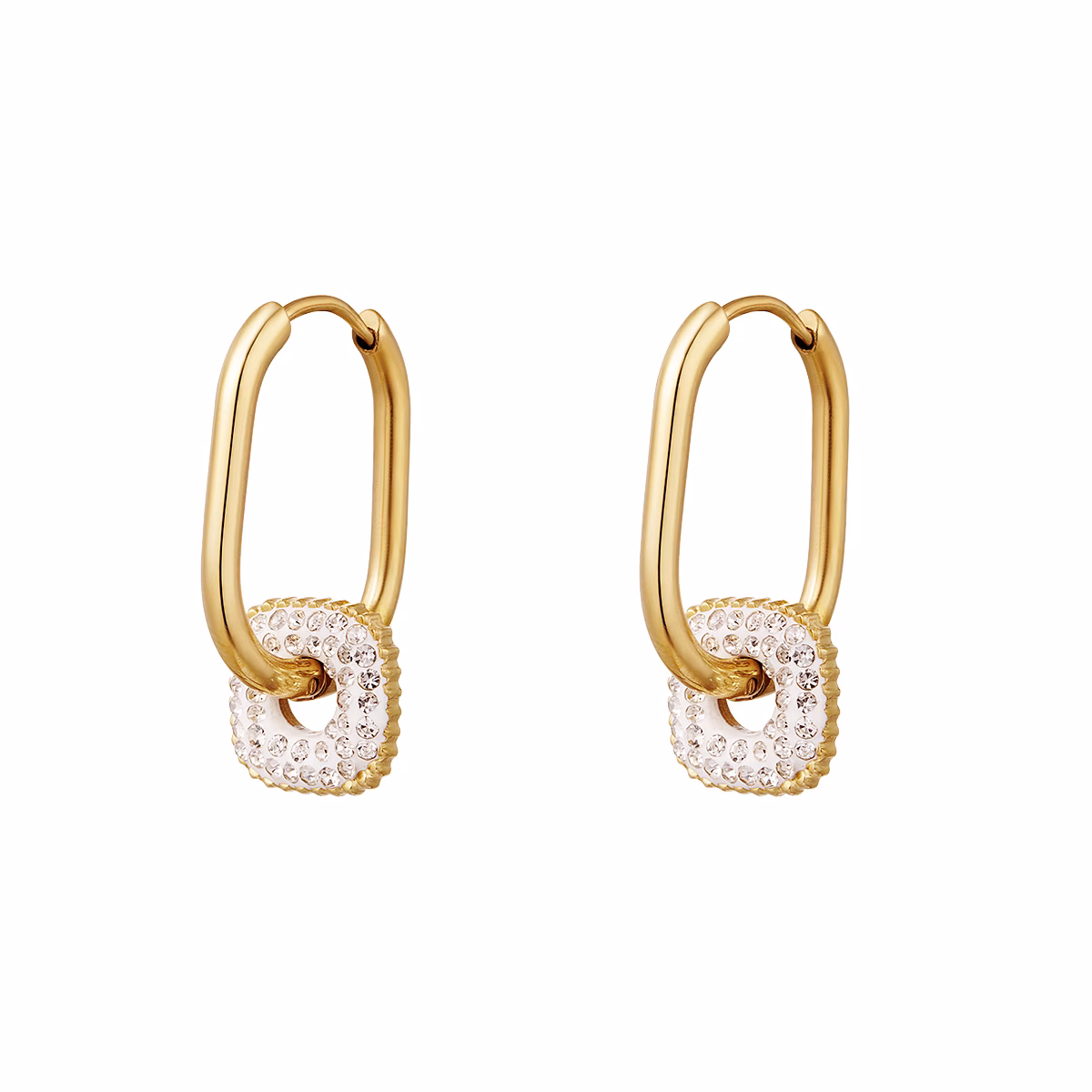 Oorbellen roestvrijstalen met strass. 1 Oorbellen roestvrijstalen met strass.