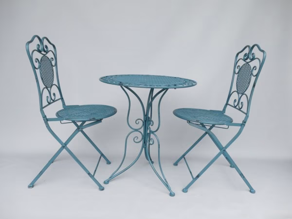 Brocante bistro antiek blauw 1 Brocante bistro set antiek blauw