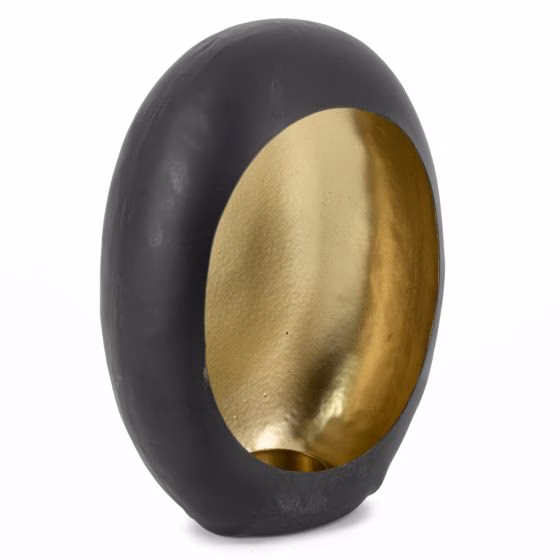 Windlicht Egg Zwart/goud Kolony 2 Windlicht Egg Zwart/goud Kolony - Afbeelding 2