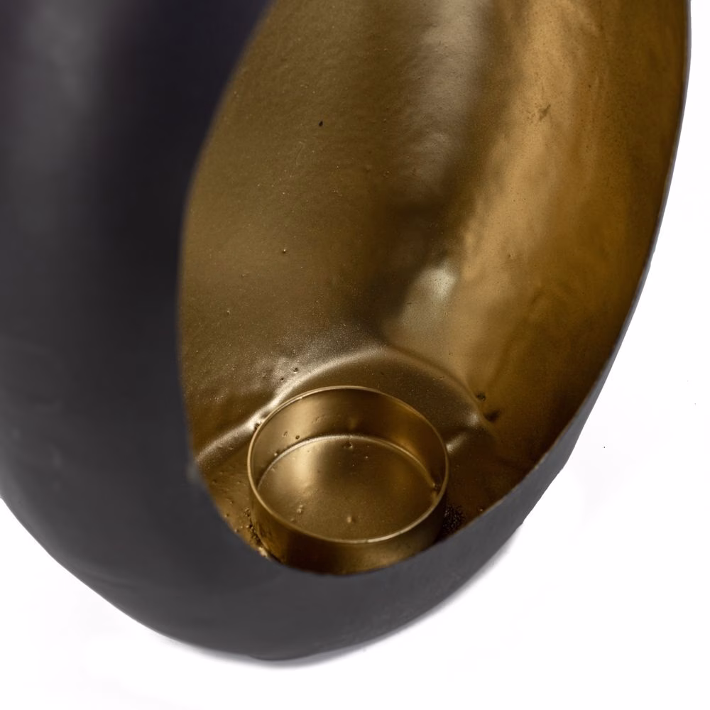 Windlicht Egg Zwart/goud Kolony 4 Windlicht Egg Zwart/goud Kolony - Afbeelding 4