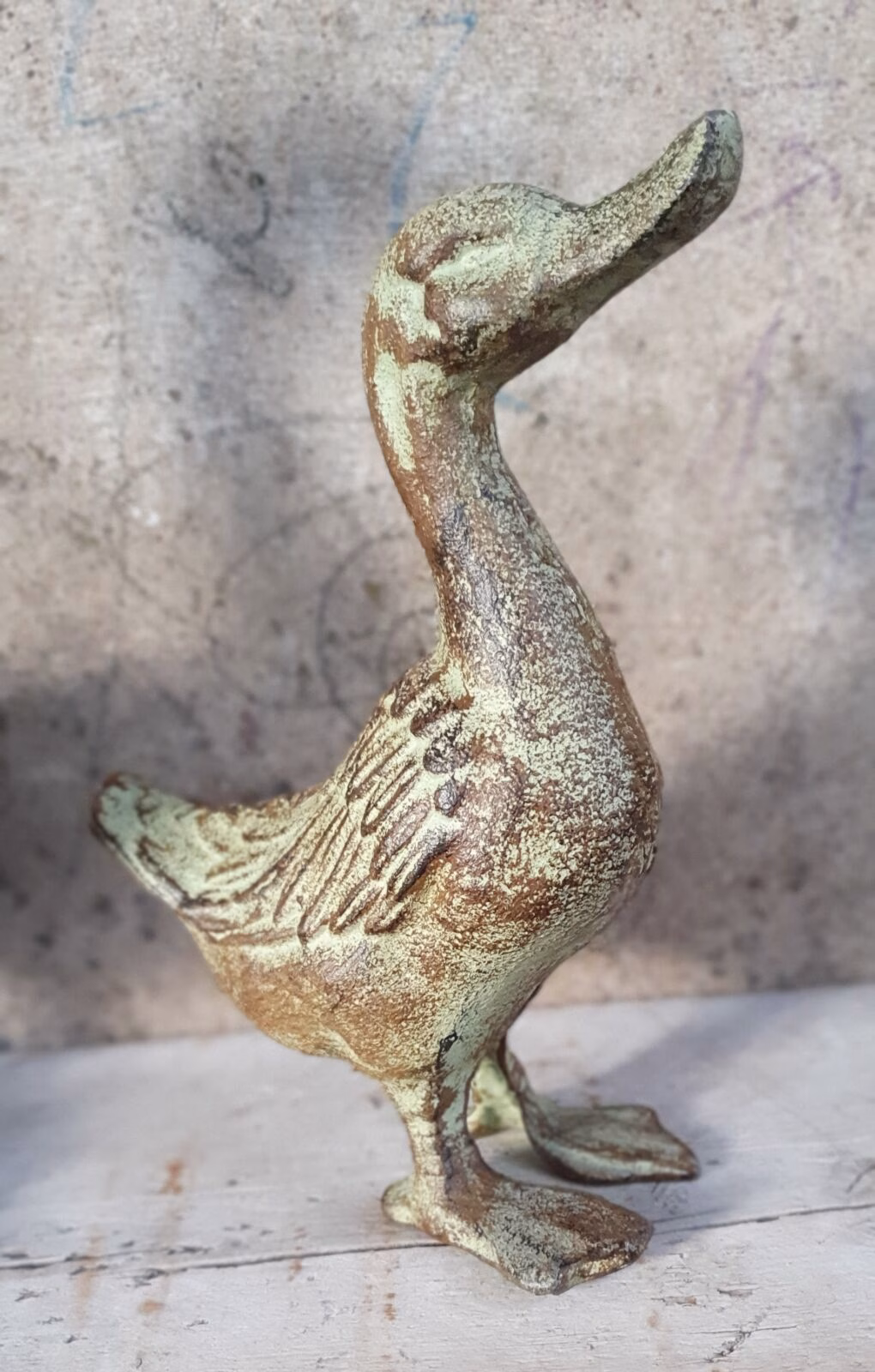 Decoratieve Gans Bruin/Groen van Gietijzer 26 cm – Landelijke Tuin- & Interieurdecoratie 1 Gans gietijzer bruin groen 26