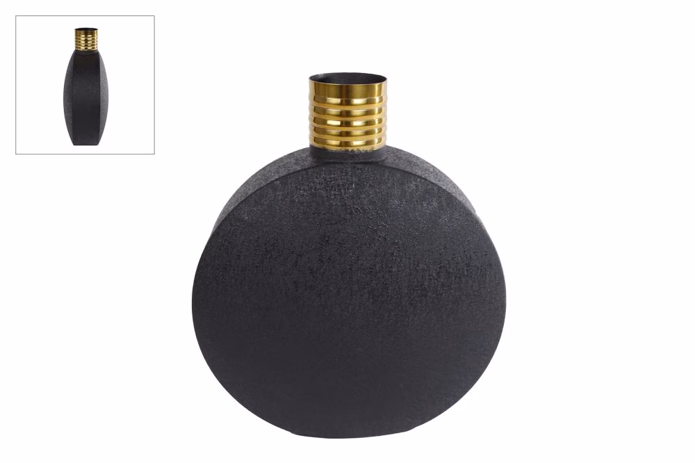 Vaas Luuk S goud/zwart rond 1 Vaas Luuk S goud/zwart metaal