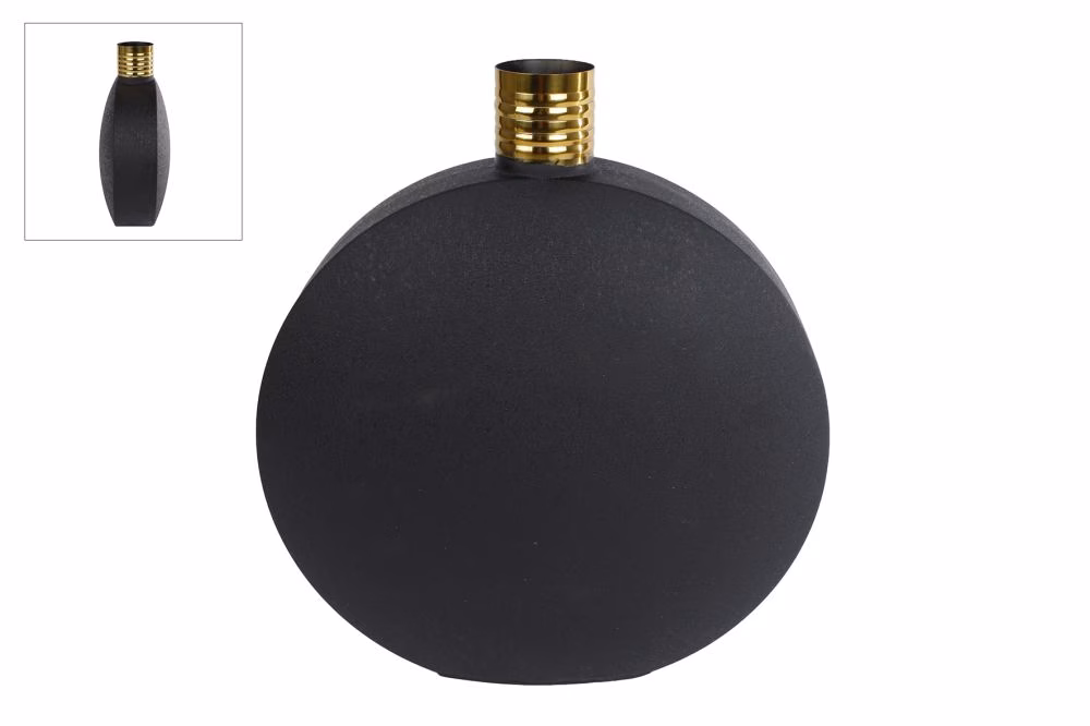 Vaas Luuk L goud/zwart rond 1 Vaas Luuk L goud/zwart metaal