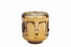 Theelicht Faces S goud glas