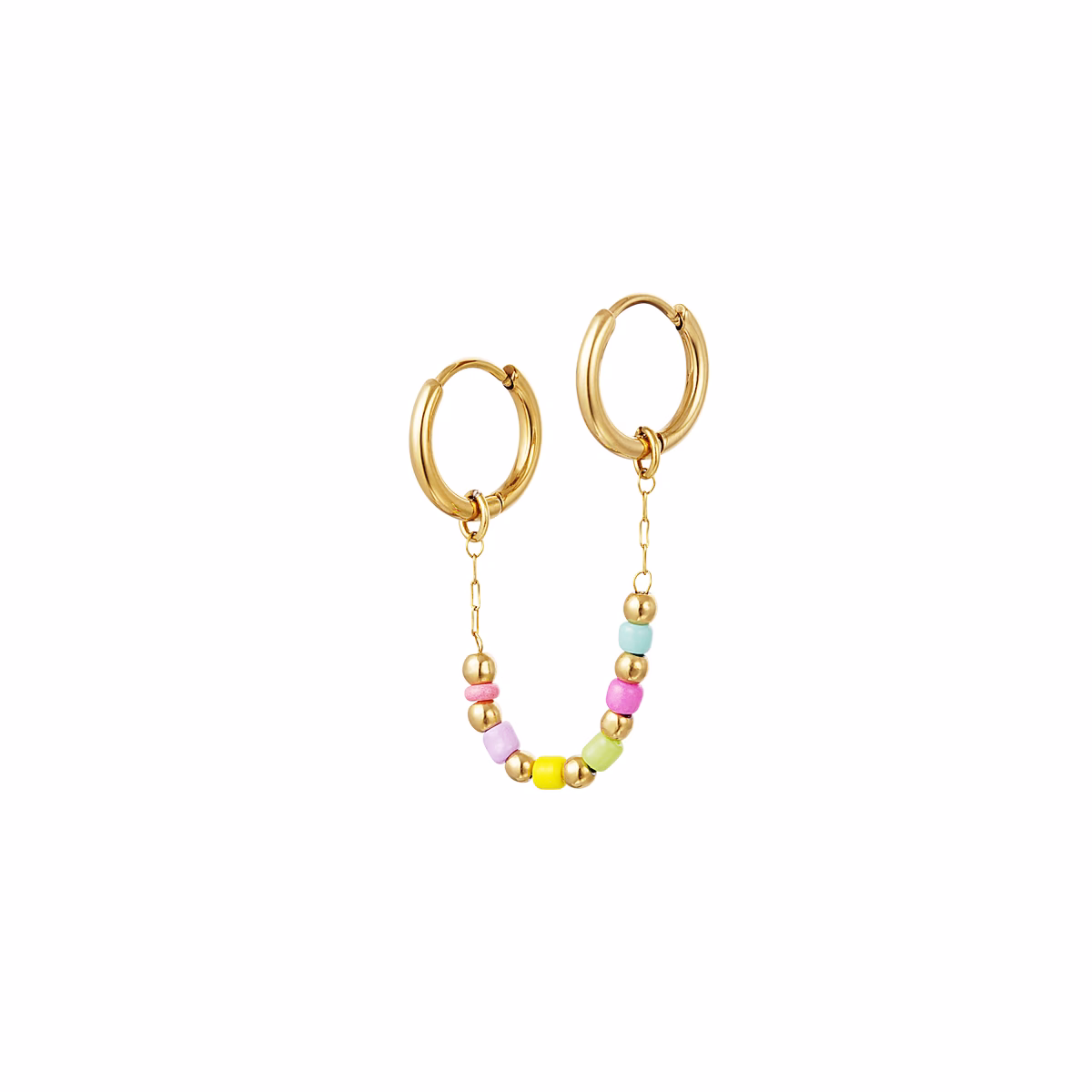 Kleurrijke oorbellen met ketting 1 Kleurrijke oorbellen met ketting