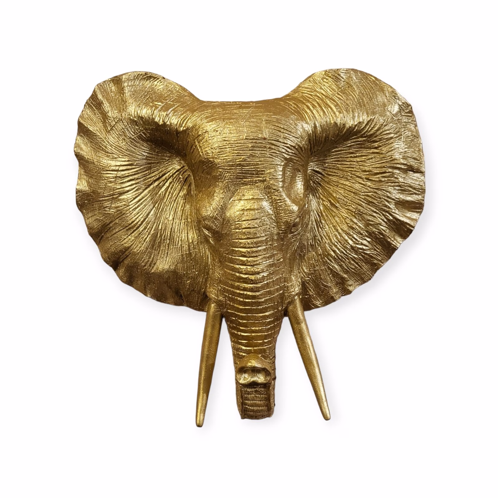 Wandsculptuur olifant goud polystone. 3 Wandsculptuur olifant goud polystone. - Afbeelding 3