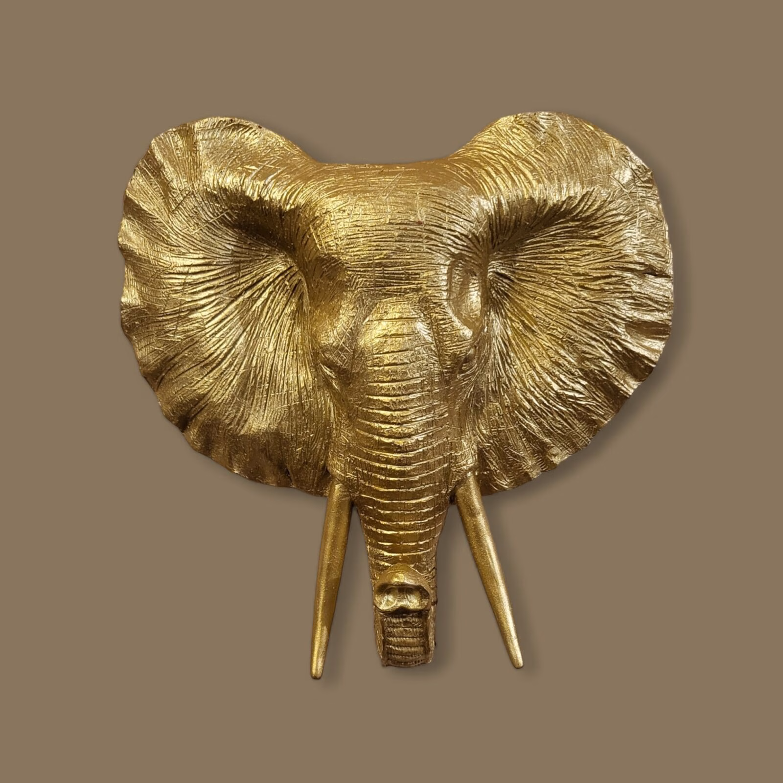 Wandsculptuur olifant goud polystone. 4 Wandsculptuur olifant goud polystone. - Afbeelding 4