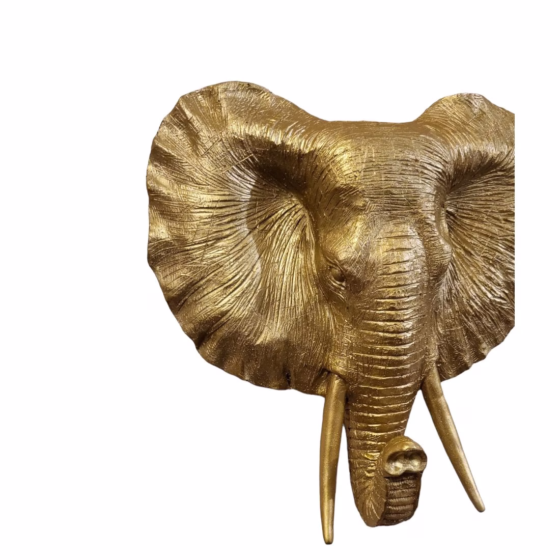 Wandsculptuur olifant goud polystone. 5 Wandsculptuur olifant goud polystone. - Afbeelding 5