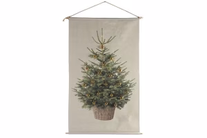 Canvasdoek kerstboom kerstballen goud M