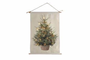 Canvasdoek kerstboom kerstballen goud S