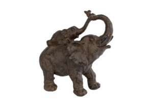 Sculptuur Elephants bruin polystone