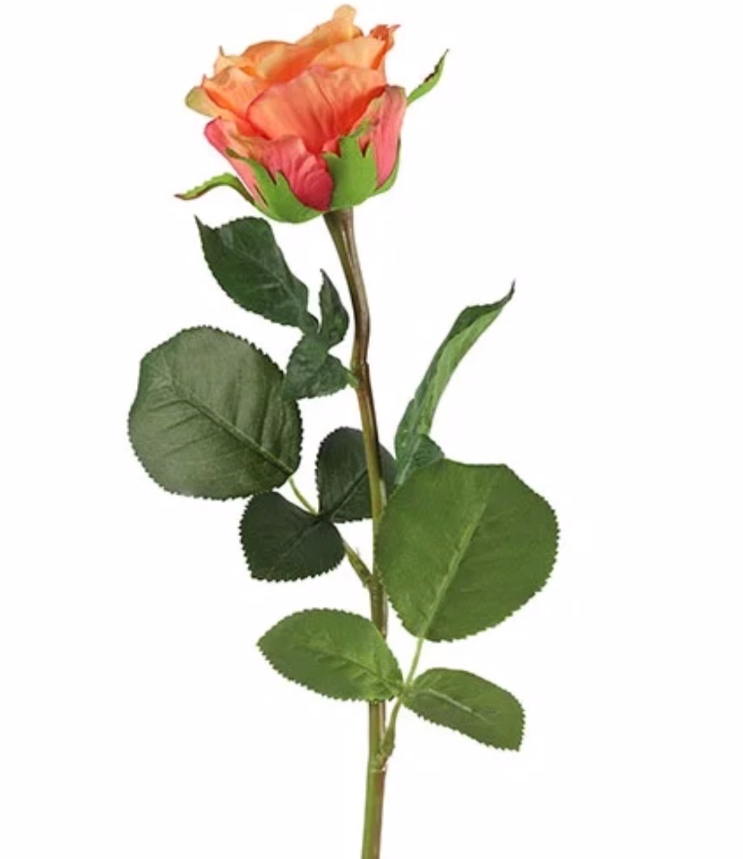 Bos bloemen inclusief vaas 5 Zijdenbloem roos oranje