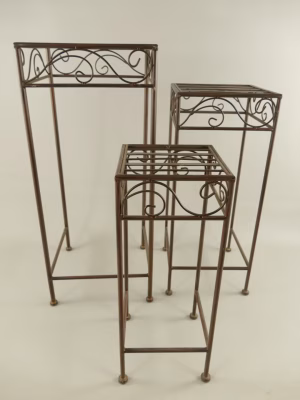 Bijzettafel plantentafel set bruin