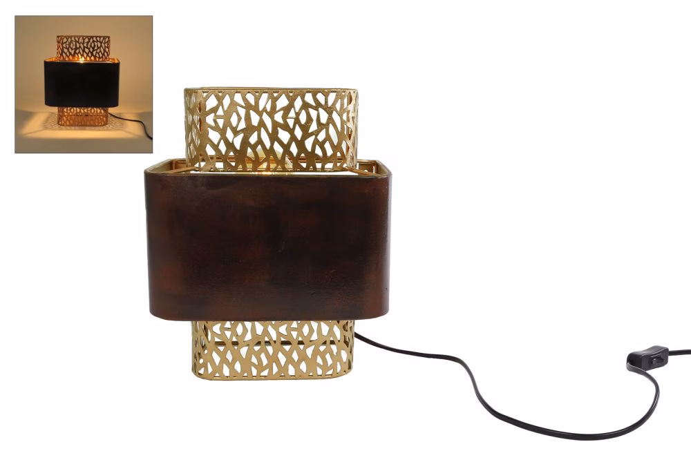 Wandlamp Lenn bruin/goud 1 Wandlamp Lenn bruin/goud